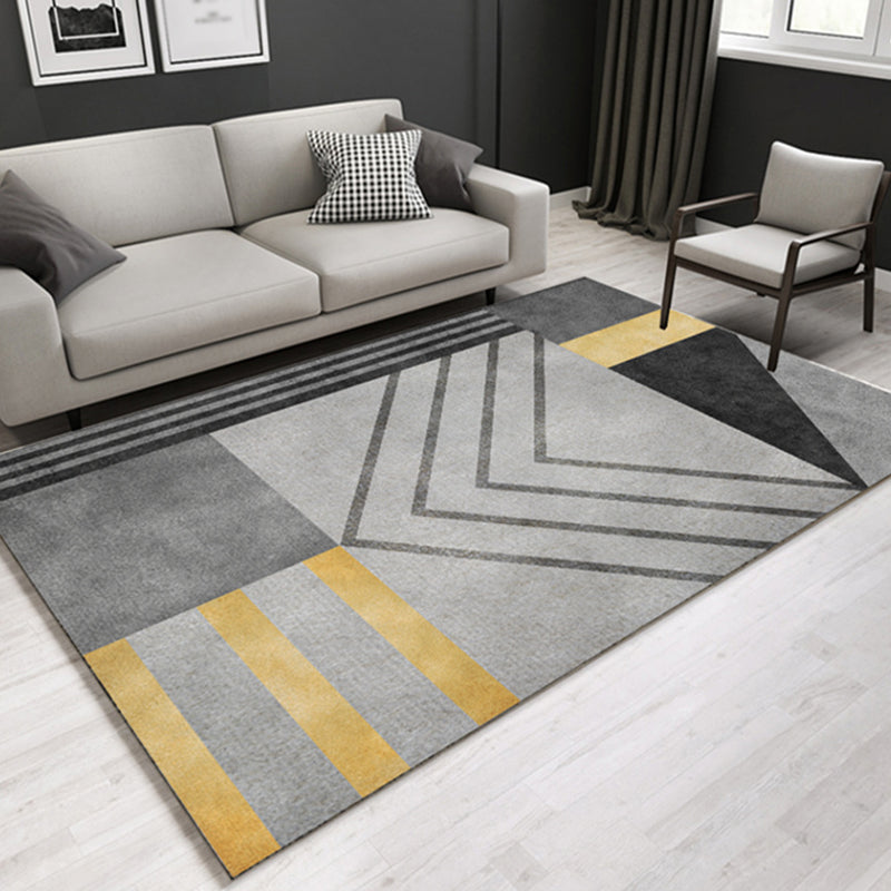 Casual Contemporary Rug Multicolor Geometric and Striped Pattern Rug Washable Pet Friendly Non-Slip Carpet for Living Room Grey Clearhalo 'Area Rug' 'Modern' 'Rugs' Rug' 1779531