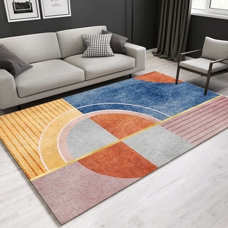 Casual Contemporary Rug Multicolor Geometric and Striped Pattern Rug Washable Pet Friendly Non-Slip Carpet for Living Room Dark Blue Clearhalo 'Area Rug' 'Modern' 'Rugs' Rug' 1779532