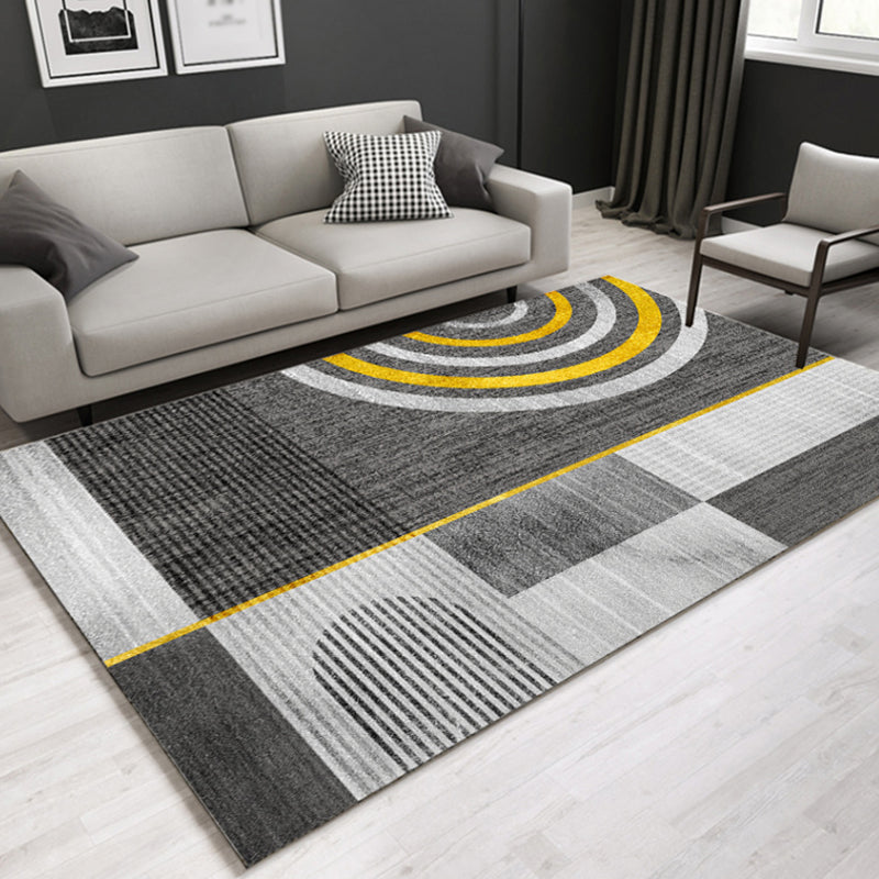 Casual Contemporary Rug Multicolor Geometric and Striped Pattern Rug Washable Pet Friendly Non-Slip Carpet for Living Room Dark Gray Clearhalo 'Area Rug' 'Modern' 'Rugs' Rug' 1779533