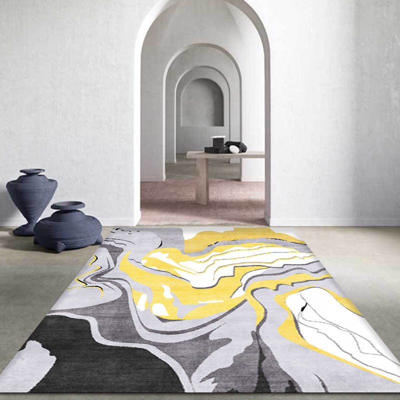 Unique Grey Modernist Rug Polyester Abstract Rug Washable Pet Friendly Non-Slip Carpet for Living Room Clearhalo 'Area Rug' 'Modern' 'Rugs' Rug' 1779642