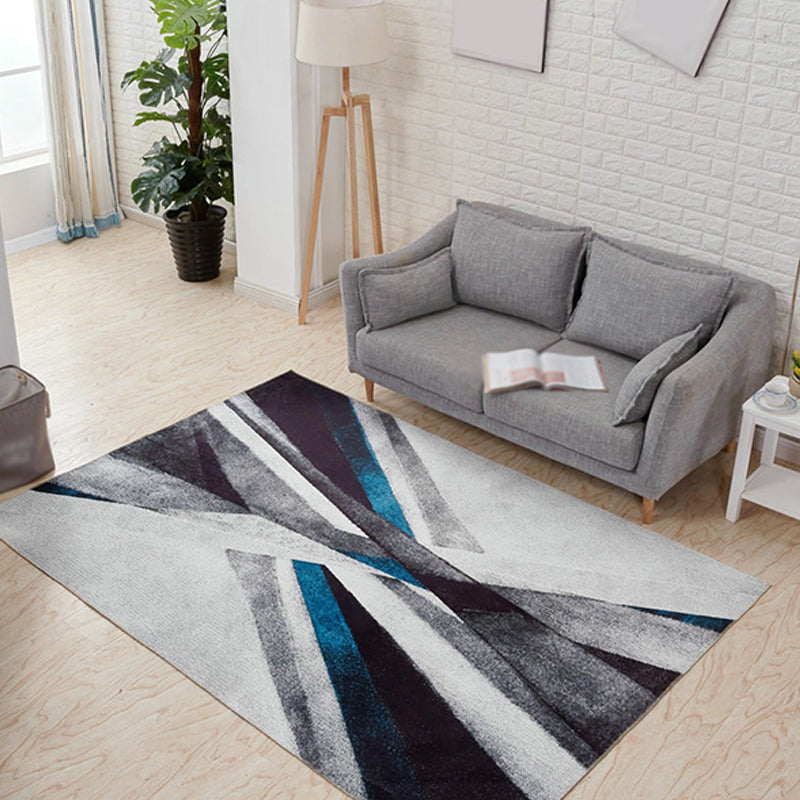 Modernist Geometric Pattern Rug Grey and Blue Polyester Rug Non-Slip Backing Washable Pet Friendly Carpet for Home Black Clearhalo 'Area Rug' 'Modern' 'Rugs' Rug' 1779680