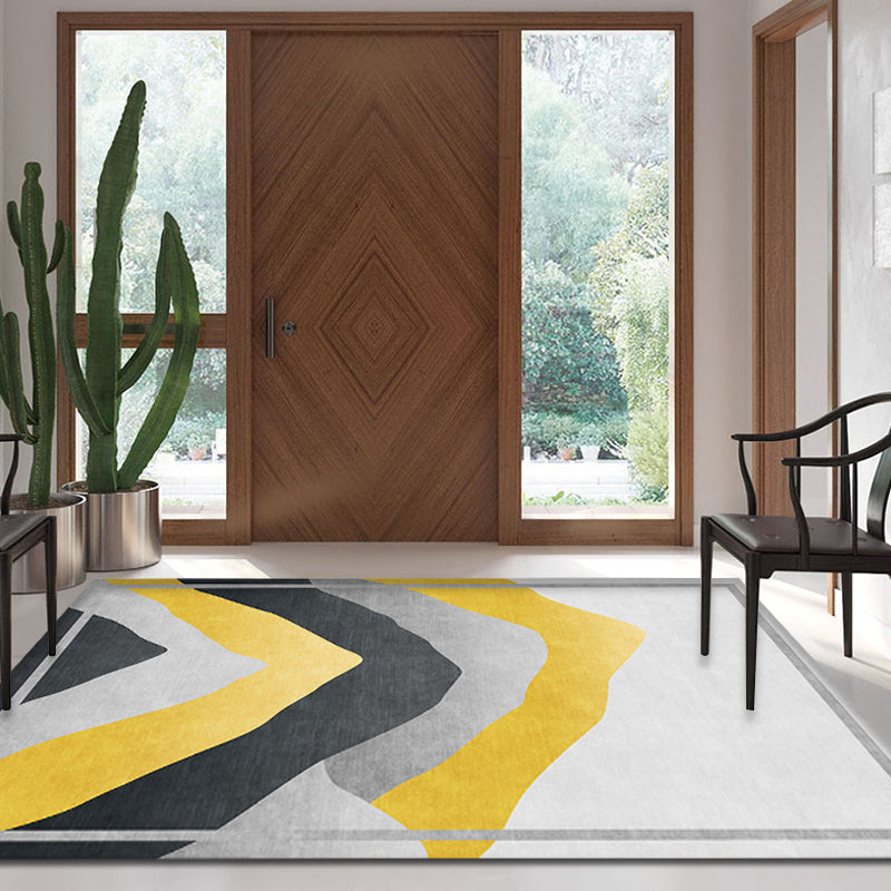 Grey and Yellow Colorblock Rug Polyester Modern Rug Washable Anti-Slip Pet Friendly Area Rug for Living Room Clearhalo 'Area Rug' 'Rug' 1779702