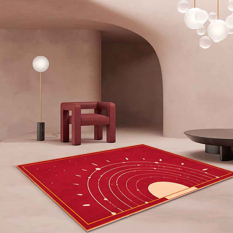 Red Sun Pattern Rug Polyester Simple Rug Washable Anti-Slip Pet Friendly Area Rug for Living Room Clearhalo 'Area Rug' 'Rug' 1779716