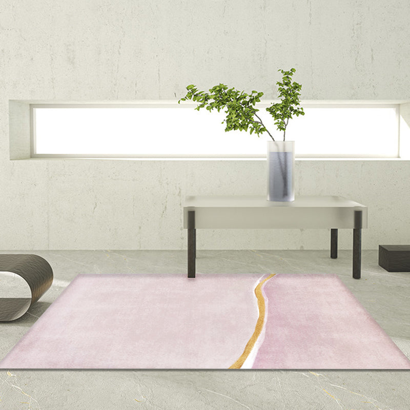 Contemporary Colorblock Rug Pink Polyester Rug Non-Slip Backing Washable Pet Friendly Carpet for Home Light Red Clearhalo 'Area Rug' 'Modern' 'Rugs' Rug' 1779729