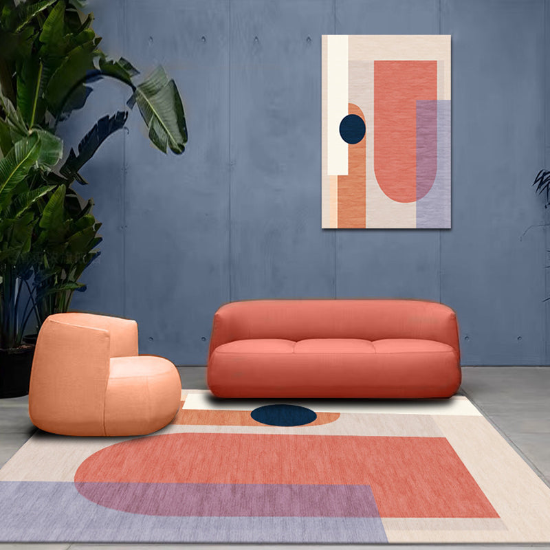 Modernist Colorblock Rug Blue and Orange Polyester Rug Non-Slip Backing Washable Pet Friendly Carpet for Home Clearhalo 'Area Rug' 'Rug' 1779753