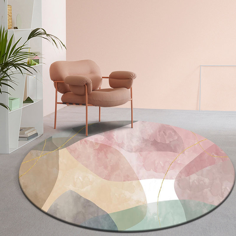 Pink Multicolor Colorblock Rug Polyester Modern Rug Washable Anti-Slip Pet Friendly Area Rug for Living Room Pink Clearhalo 'Area Rug' 'Modern' 'Rugs' Rug' 1779818