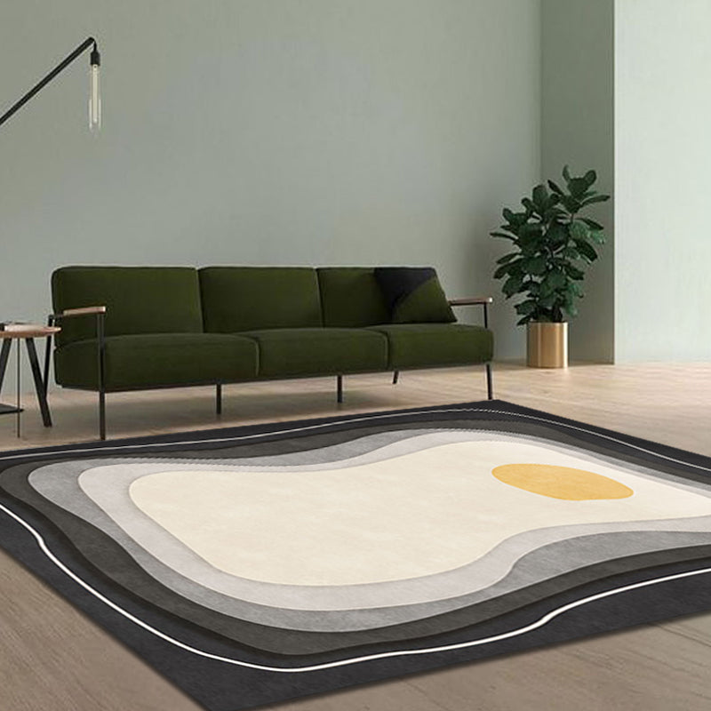 Modernist Colorblock Rug Black and White Polyester Rug Non-Slip Backing Washable Pet Friendly Carpet for Home Clearhalo 'Area Rug' 'Rug' 1779861