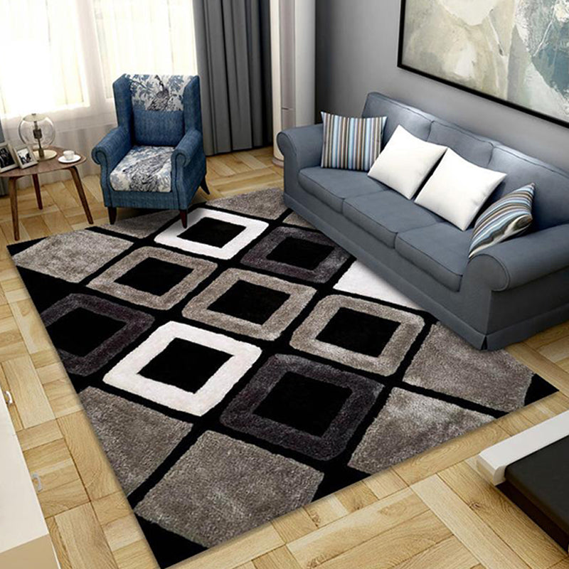 Unique Multicolor Modernist Rug Polyester Striped and Geometric Pattern Rug Washable Pet Friendly Non-Slip Carpet for Living Room Black Clearhalo 'Area Rug' 'Modern' 'Rugs' Rug' 1779896