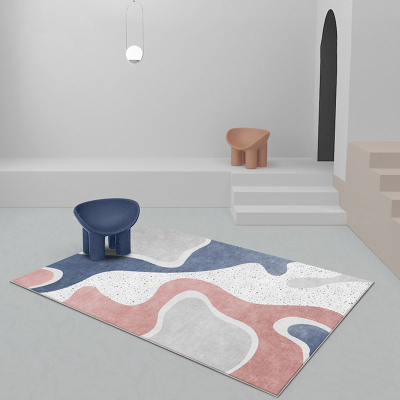 Pink and Blue Colorblock Rug Polyester Modern Rug Washable Anti-Slip Pet Friendly Area Rug for Living Room Clearhalo 'Area Rug' 'Rug' 1779921