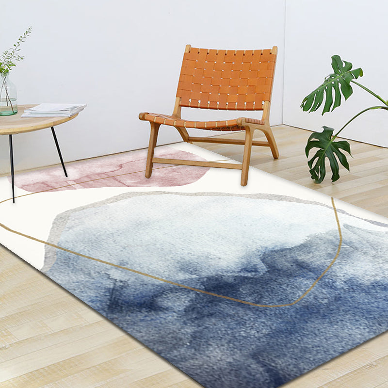 Unique Blue Modernist Rug Polyester Colorblock Rug Washable Pet Friendly Non-Slip Carpet for Living Room Clearhalo 'Area Rug' 'Rug' 1779976