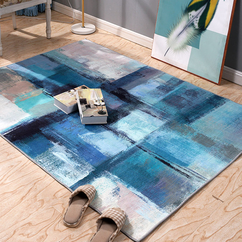 Multicolor Brushstroke Pattern Rug Polyester Modern Rug Washable Anti-Slip Pet Friendly Area Rug for Living Room Dark Blue Clearhalo 'Area Rug' 'Modern' 'Rugs' Rug' 1780081