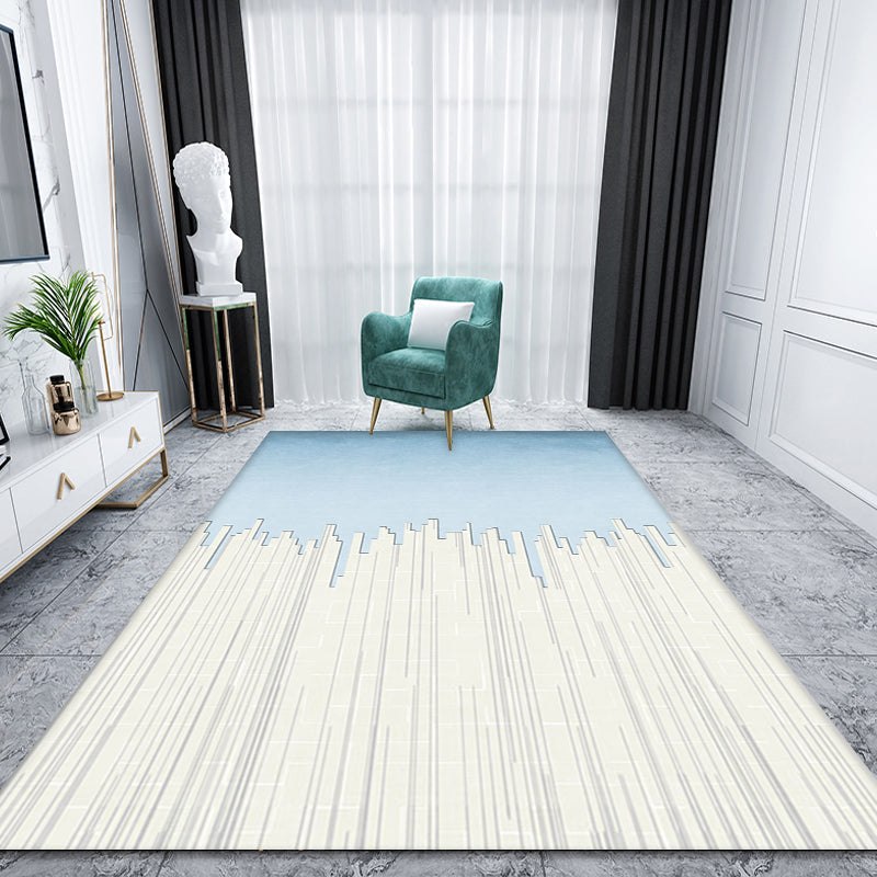 Stylish Modernism Rug Blue and White Striped Pattern Rug Pet Friendly Anti-Slip Washable Area Rug for Decoration Clearhalo 'Area Rug' 'Modern' 'Rugs' Rug' 1780128