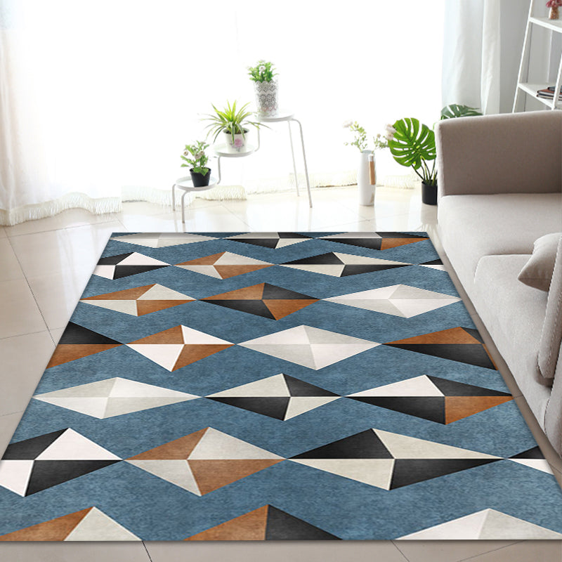 Novelty Geometric Pattern Rug Blue Polyester Rug Non-Slip Backing Washable Pet Friendly Carpet for Home Clearhalo 'Area Rug' 'Rug' 1780245