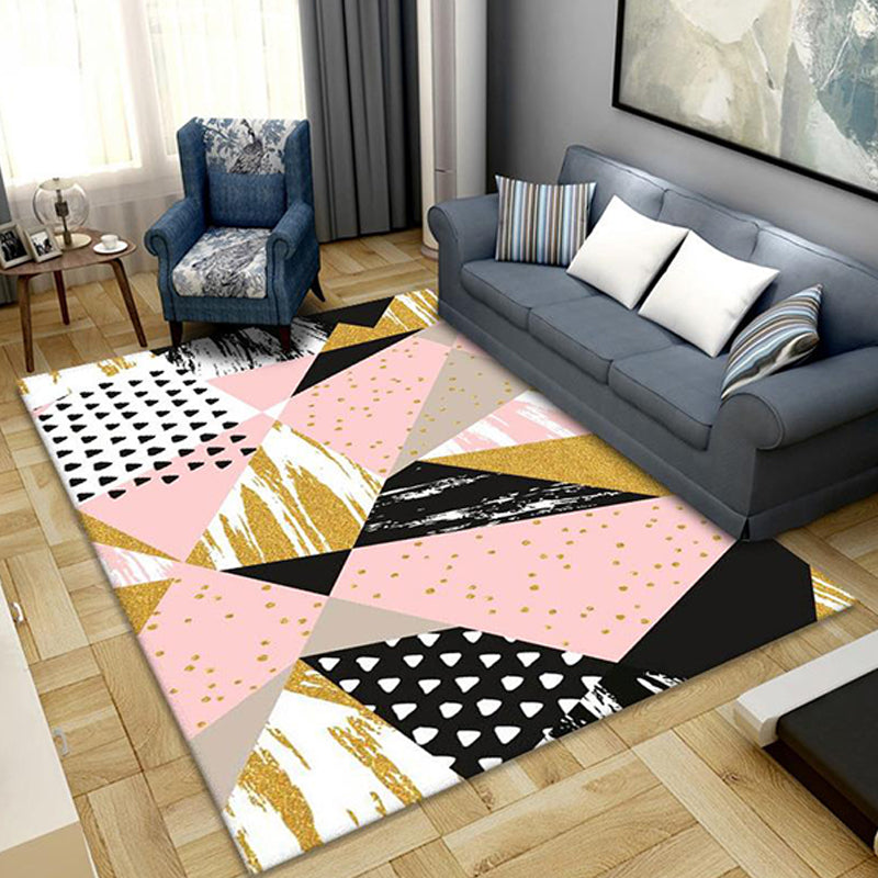 Modernist Geometric Pattern Rug with Stripe Multicolor Polyester Rug Non-Slip Backing Washable Pet Friendly Carpet for Bedroom Pink Clearhalo 'Area Rug' 'Modern' 'Rugs' Rug' 1780416