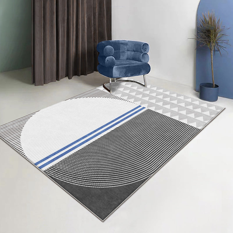 Modernist Geometric Pattern Rug with Stripe Grey Polyester Rug Non-Slip Backing Washable Pet Friendly Carpet for Home Clearhalo 'Area Rug' 'Modern' 'Rugs' Rug' 1780461