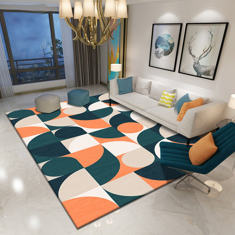 Multicolor Geometric Pattern Rug Polyester Simple Rug Washable Anti-Slip Pet Friendly Area Rug for Living Room Blackish Green Clearhalo 'Area Rug' 'Rug' 1780515