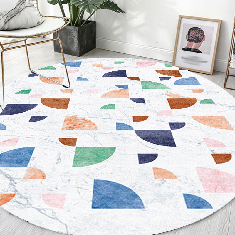 Multicolor Colorblock Geometric Pattern Rug Polyester Modern Rug Washable Anti-Slip Pet Friendly Area Rug for Living Room White Clearhalo 'Area Rug' 'Modern' 'Rugs' Rug' 1780525