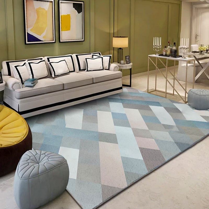 Multicolor Geometric Pattern Rug Polyester Contemporary Rug Washable Anti-Slip Pet Friendly Area Rug for Study Light Blue Clearhalo 'Area Rug' 'Modern' 'Rugs' Rug' 1780558