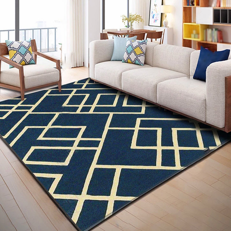 Multicolor Geometric Pattern Rug Polyester Contemporary Rug Washable Anti-Slip Pet Friendly Area Rug for Study Navy Clearhalo 'Area Rug' 'Modern' 'Rugs' Rug' 1780566