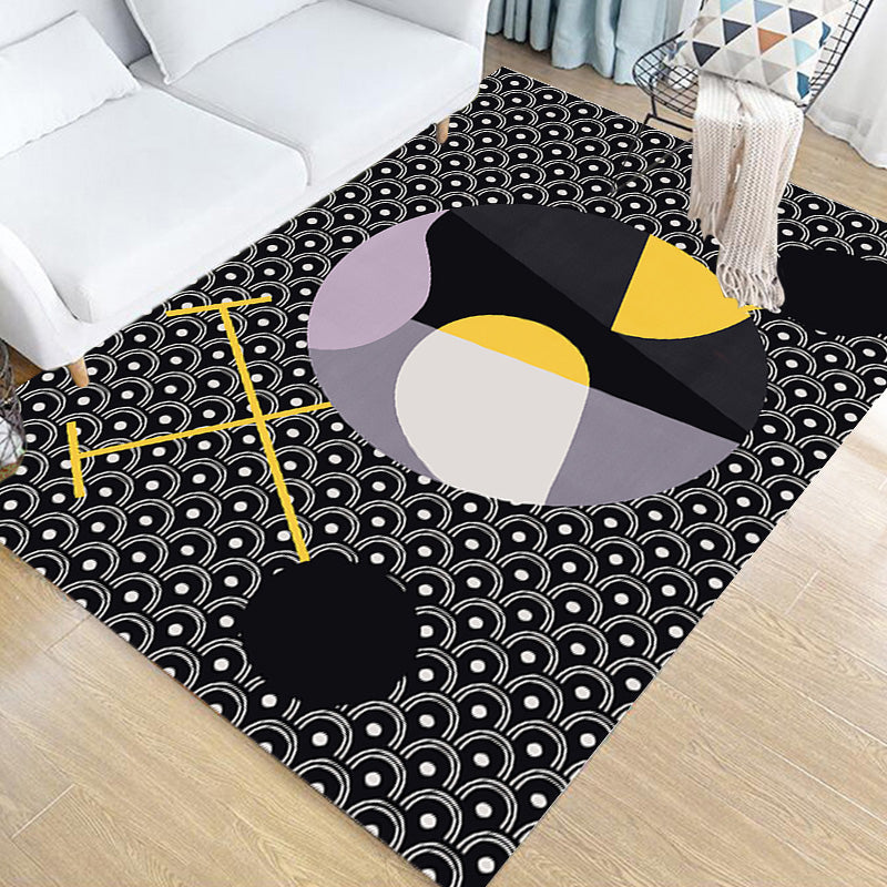 Multicolor Black Wave Pattern Rug Polyester Modern Rug Washable Anti-Slip Pet Friendly Area Rug for Living Room Clearhalo 'Area Rug' 'Modern' 'Rugs' Rug' 1780638