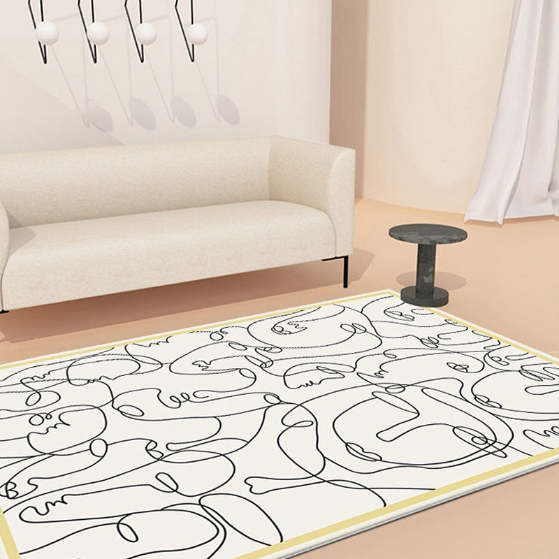 Creative Nordic Rug Beige Character Pattern Rug Pet Friendly Anti-Slip Washable Area Rug for Decoration Clearhalo 'Area Rug' 'Rug' 1780790