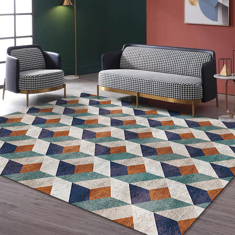 Stylish Modernist Rug Polyester Geometric Pattern Rug Washable Pet Friendly Non-Slip Carpet for Living Room Blue Clearhalo 'Area Rug' 'Modern' 'Rugs' Rug' 1780876