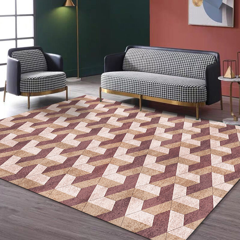 Stylish Modernist Rug Polyester Geometric Pattern Rug Washable Pet Friendly Non-Slip Carpet for Living Room Brown Clearhalo 'Area Rug' 'Modern' 'Rugs' Rug' 1780877