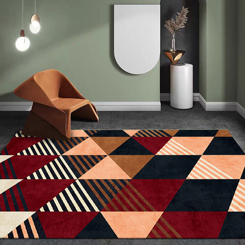 Funky Modernism Rug Multicolor Geometric Pattern Rug Pet Friendly Anti-Slip Washable Area Rug for Decoration Red Clearhalo 'Area Rug' 'Modern' 'Rugs' Rug' 1780921