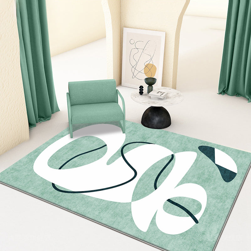 Novelty Abstract Rug Green Polyester Rug Non-Slip Backing Washable Pet Friendly Carpet for Home Green Clearhalo 'Area Rug' 'Rug' 1780924