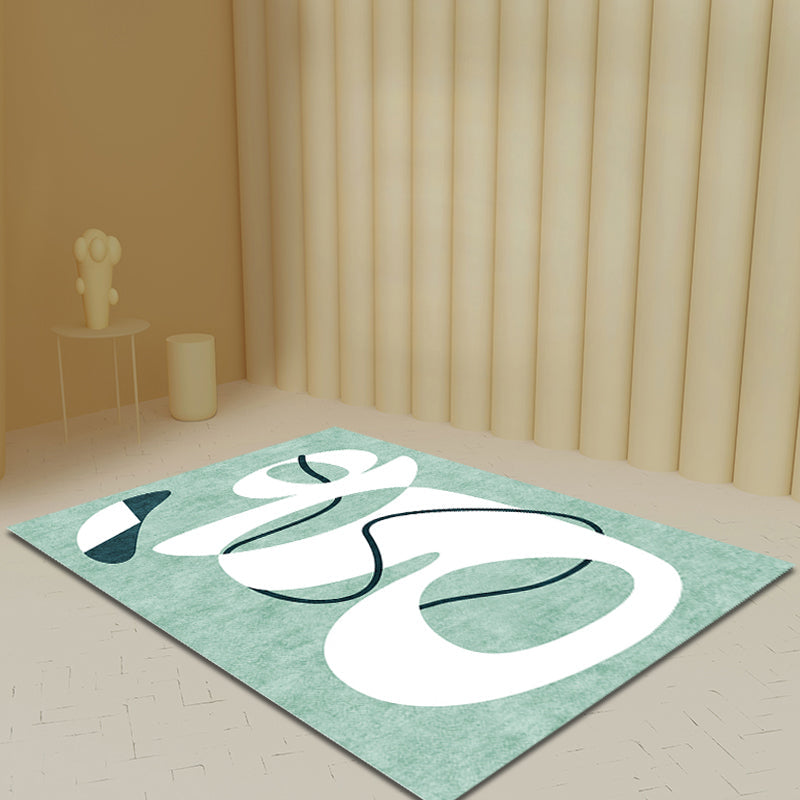 Novelty Abstract Rug Green Polyester Rug Non-Slip Backing Washable Pet Friendly Carpet for Home Clearhalo 'Area Rug' 'Rug' 1780925