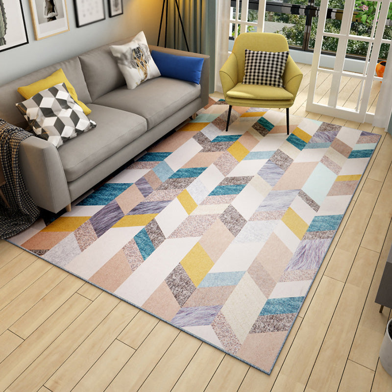 Unique Multicolor Modernist Rug Polyester Geometric Rug Washable Pet Friendly Non-Slip Carpet for Living Room Pink Clearhalo 'Area Rug' 'Modern' 'Rugs' Rug' 1780962