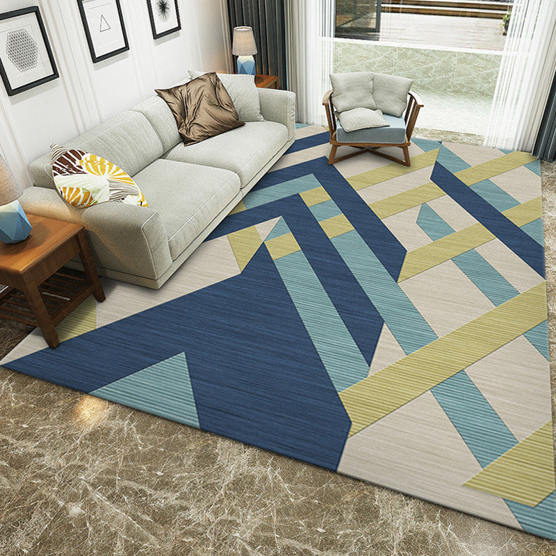 Unique Multicolor Modernist Rug Polyester Geometric Rug Washable Pet Friendly Non-Slip Carpet for Living Room Blue Clearhalo 'Area Rug' 'Modern' 'Rugs' Rug' 1780964