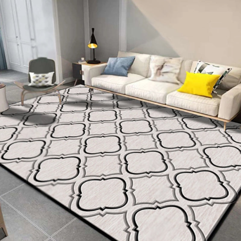 Geometric Pattern Rug Polyester Nordic Rug Washable Anti-Slip Pet Friendly Area Rug for Living Room Ivory Clearhalo 'Area Rug' 'Modern' 'Rugs' Rug' 1780998