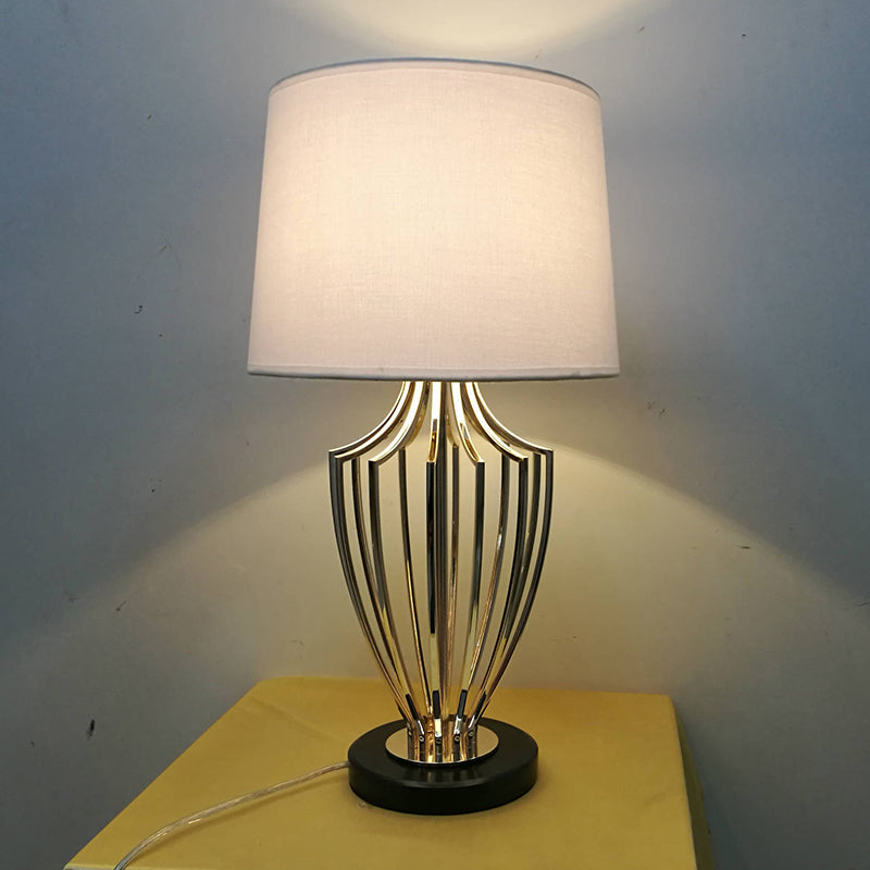 Minimal Barrel Night Table Lamp Fabric 11