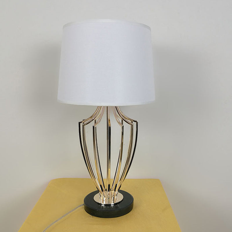 Minimal Barrel Night Table Lamp Fabric 11