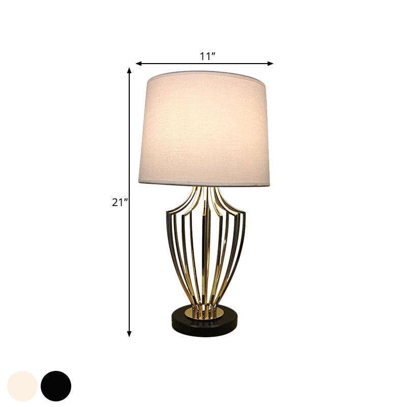 Minimal Barrel Night Table Lamp Fabric 11