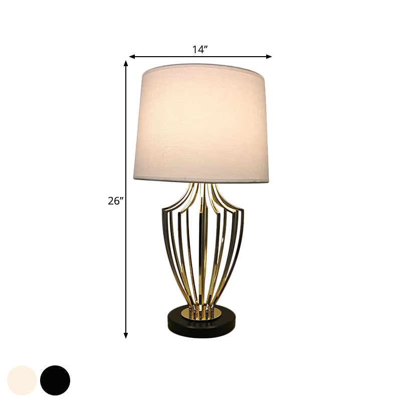 Minimal Barrel Night Table Lamp Fabric 11