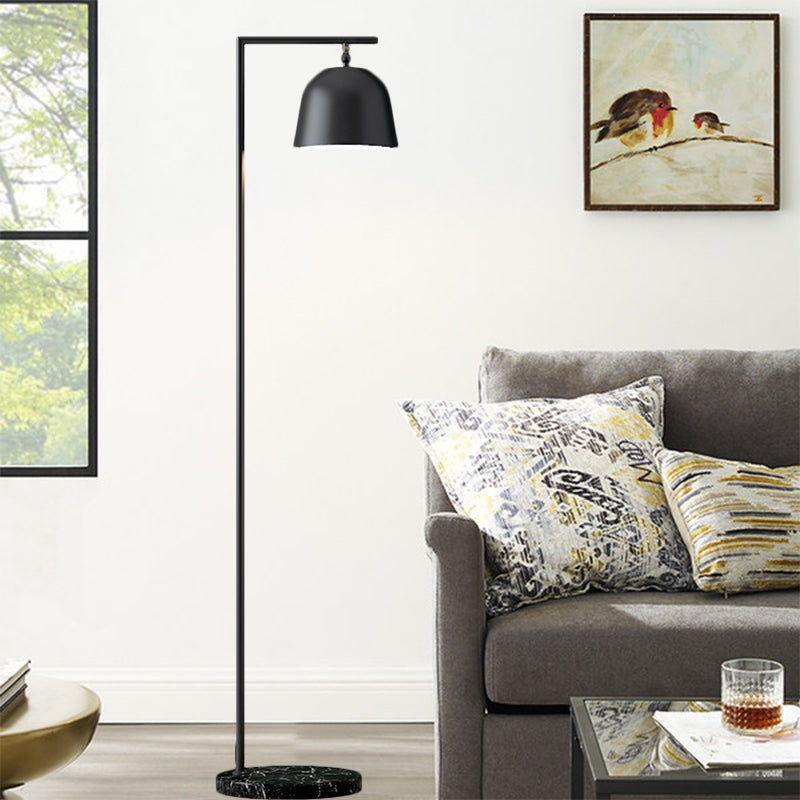 Minimal Bucket Reading Floor Light Metal 1-Light Bedroom Floor Reading Lighting in Black/Gold Clearhalo 'Floor Lamps' 'Lamps' Lighting' 1781576