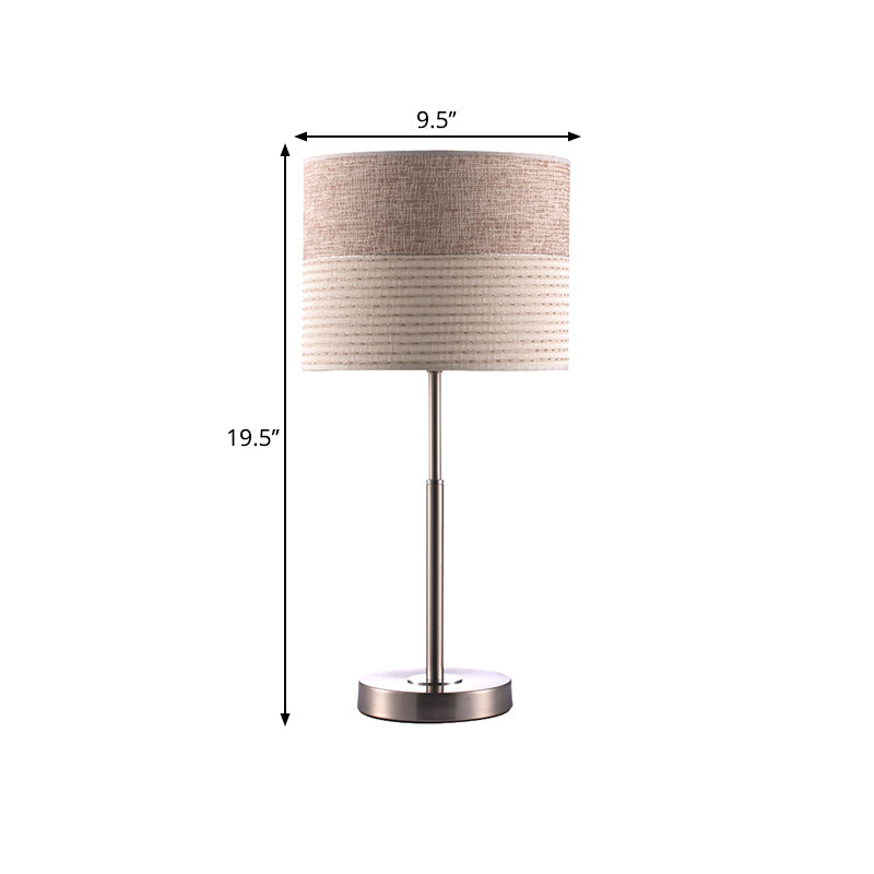 Contemporary Cylinder Night Lighting Fabric 1-Light Bedside Nightstand Lamp in Cream Gray Clearhalo 'Lamps' 'Table Lamps' Lighting' 1781588