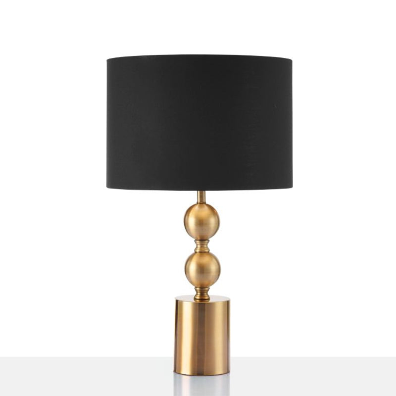 1 Head Besides Night Lamp Simplicity Black Finish Desk Light with Cylinder Fabric Shade Clearhalo 'Lamps' 'Table Lamps' Lighting' 1781913