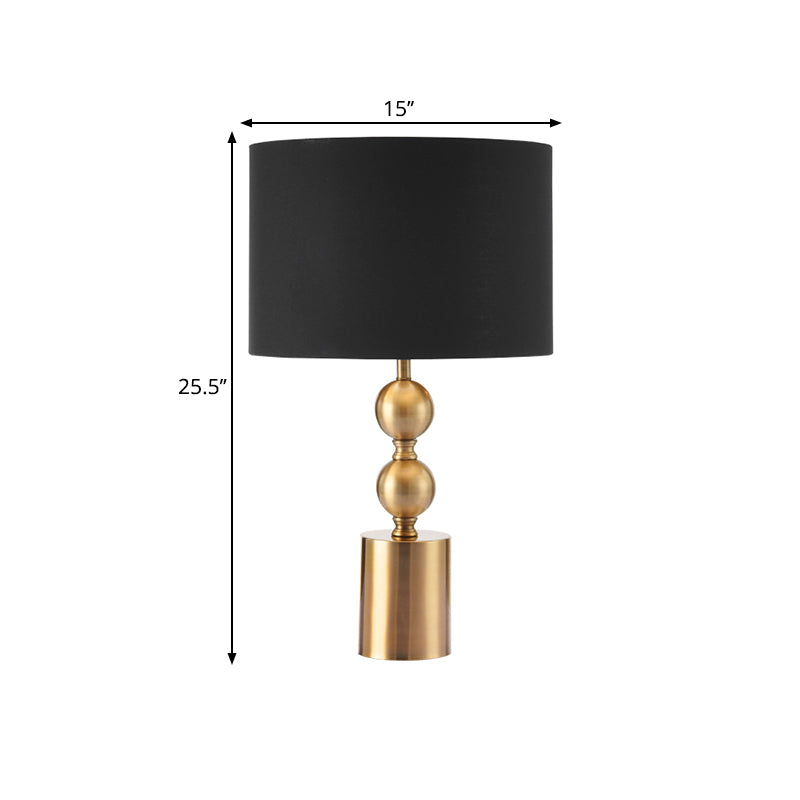 1 Head Besides Night Lamp Simplicity Black Finish Desk Light with Cylinder Fabric Shade Clearhalo 'Lamps' 'Table Lamps' Lighting' 1781915