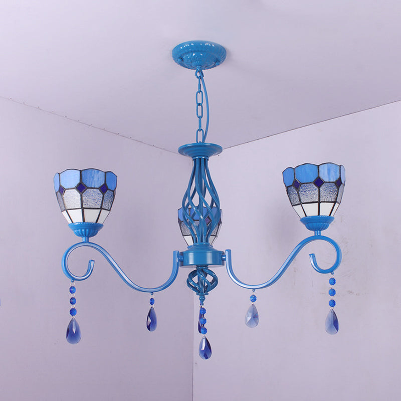 Mediterranean Dome Hanging Light with 12