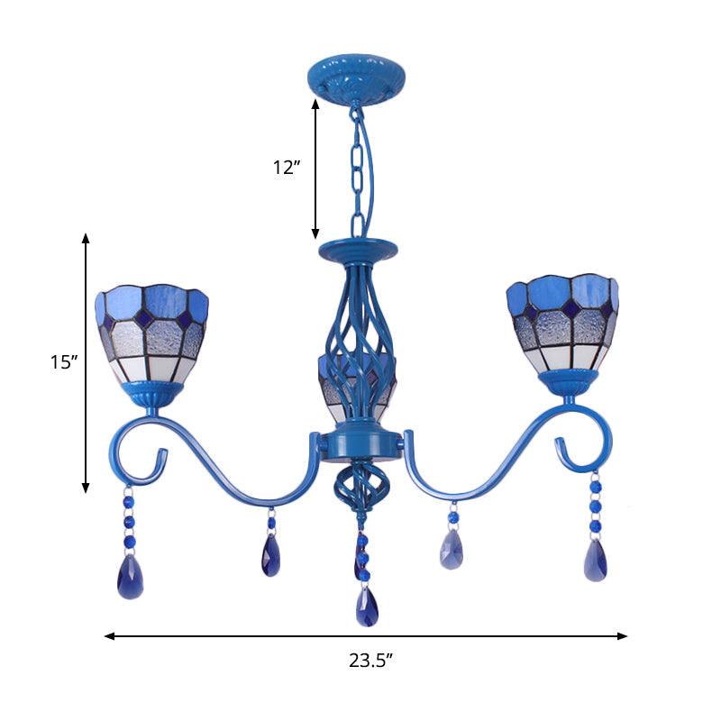 Mediterranean Dome Hanging Light with 12