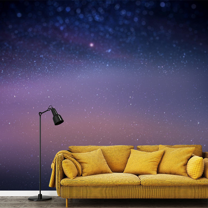 Modern Star and Dust Mural Purple-Blue Astronomy Wall Decoration for Living Room Purplish Blue Clearhalo 'Wall Decor' 'Wall Mural' 1783854