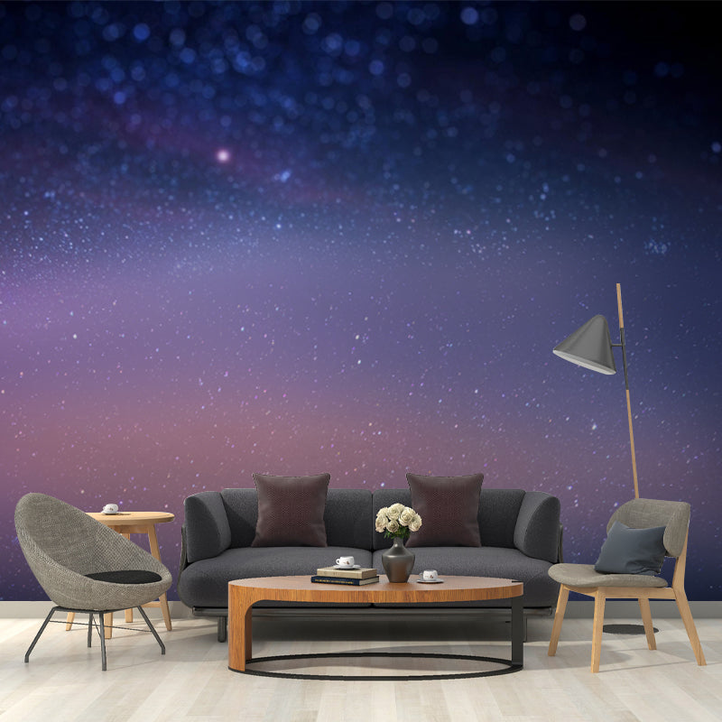 Modern Star and Dust Mural Purple-Blue Astronomy Wall Decoration for Living Room Clearhalo 'Wall Decor' 'Wall Mural' 1783855