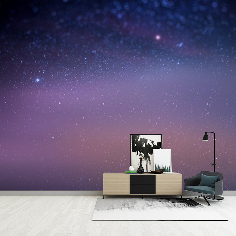 Modern Star and Dust Mural Purple-Blue Astronomy Wall Decoration for Living Room Clearhalo 'Wall Decor' 'Wall Mural' 1783856