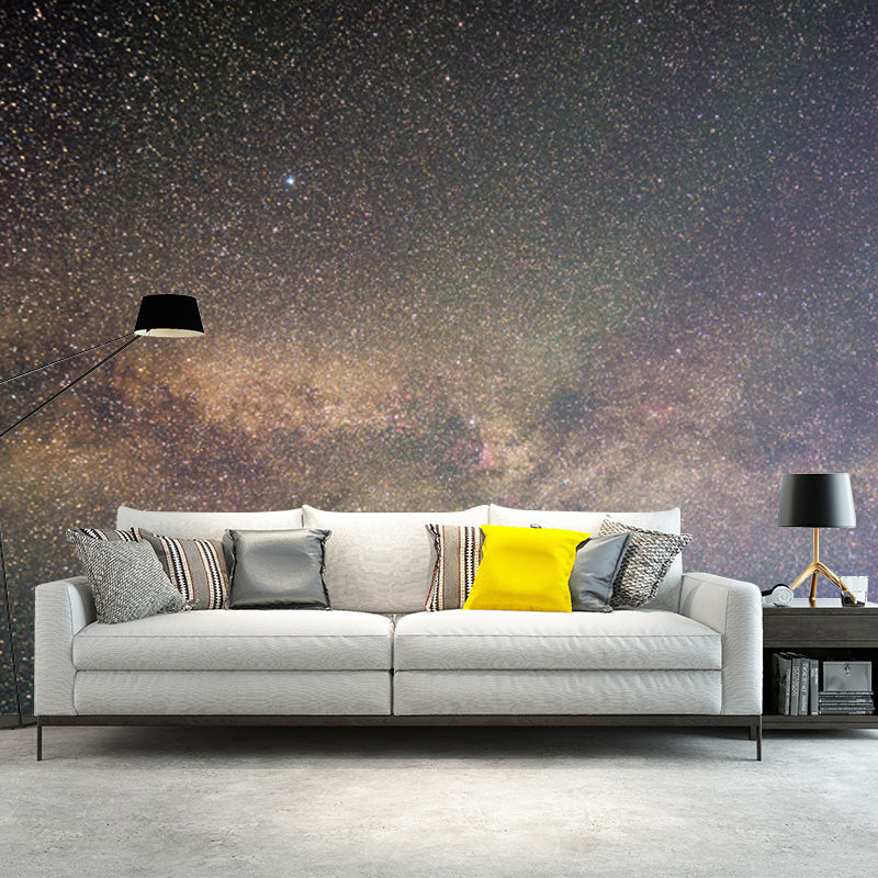 Whole Galaxy Wall Mural Decal Modern Fascinating Night Sky Wall Covering in Purple-Yellow Purple-Yellow Clearhalo 'Wall Decor' 'Wall Mural' 1783859