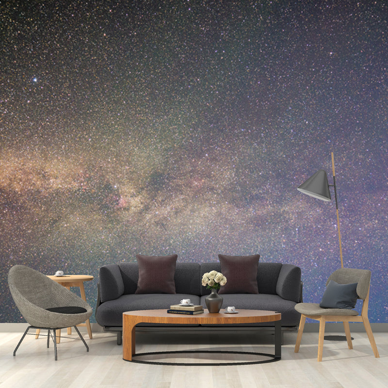 Whole Galaxy Wall Mural Decal Modern Fascinating Night Sky Wall Covering in Purple-Yellow Clearhalo 'Wall Decor' 'Wall Mural' 1783861