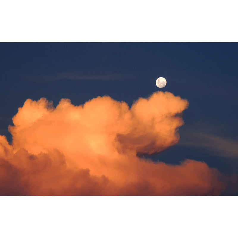 Full Moon Above Cloud Mural Yellow-Blue Modernism Wall Covering for Home Gallery Clearhalo 'Wall Decor' 'Wall Mural' 1783882