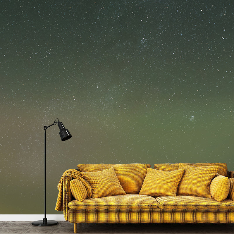 Night and Star Sky Mural Wallpaper in Green Contemporary Wall Decor for Living Room Green Clearhalo 'Wall Decor' 'Wall Mural' 1783884